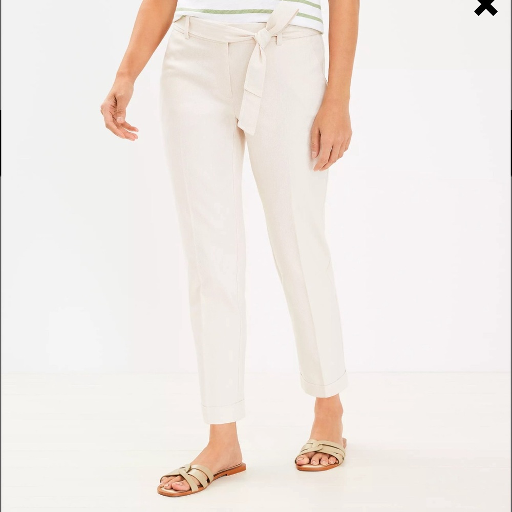Loft Devin Tie Waist Slim Pants in Twill